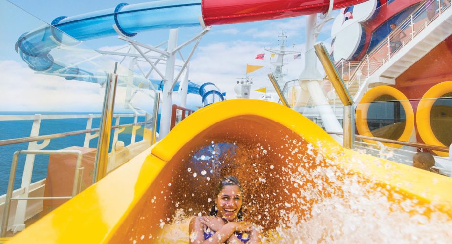 disney cruise pool slide tunnel with teen