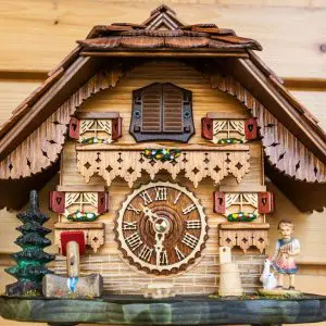 Handmade wooden clock from the Black Forest of Germany